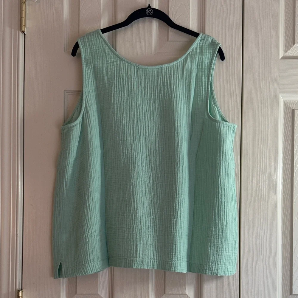 J.Jill Sleeveless Cotton Tank Top – Cool Aqua | XL | NWT - Picture 2 of 7